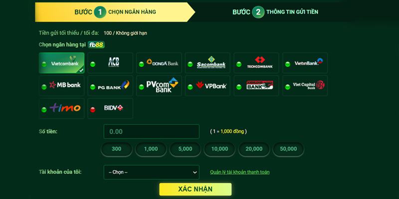 Nạp qua app internet banking